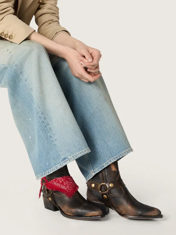 Golden Goose Debbie Boots In Black Leather With Removable Buckle And Bandana (GWF00545.F008800.90541) (3)