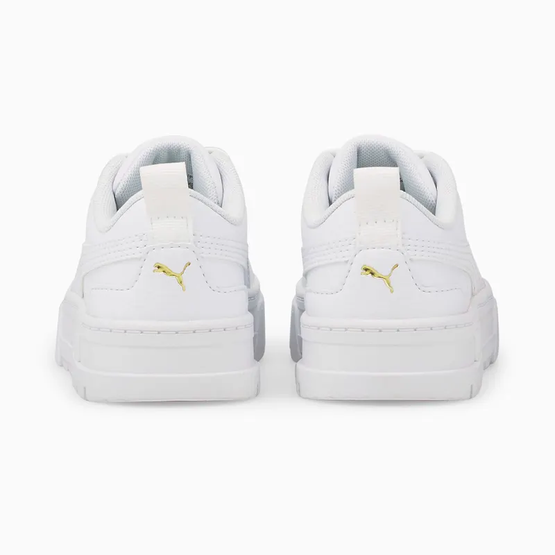 PUMA Mayze Leather Kids’ White/Gold (384528-01)