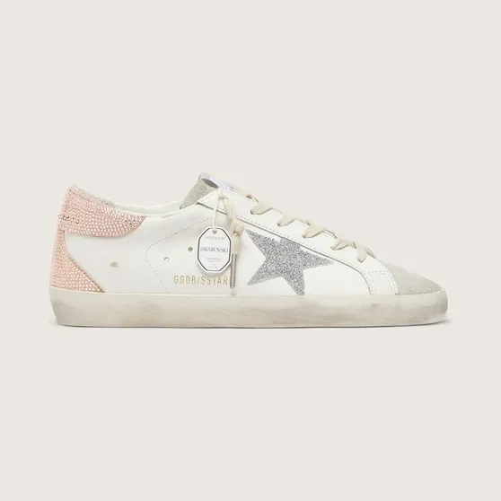 Golden Goose Women’S Super-Star In Leather With Swarovski Crystal Star And Heel Tab (GWF00102.F006519.12111)