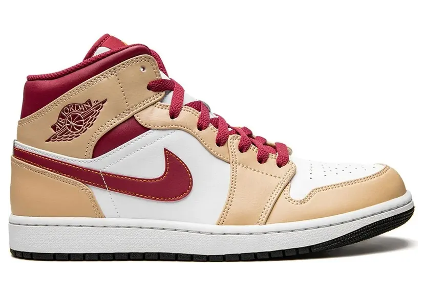 Air Jordan 1 Mid Beige White Red (554724-201)