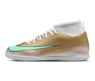 Nike Jr Mercurial Superfly 11 Club ‘Kylian Mbappé’ ‘ Multi-Ground High-Top “Metallic Gold/Green Glow” (IV5830-701)