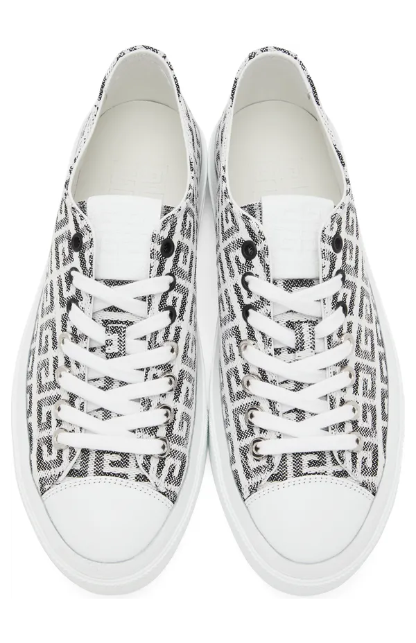 Givenchy Black & White 4G Jacquard City Sneakers (BH0050H0VC) (5)