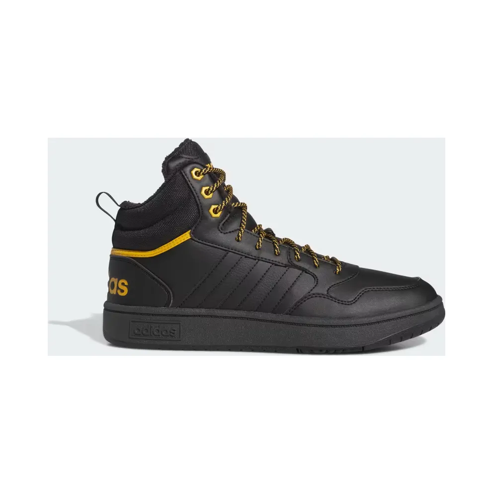Adidas Hoops 3.0 Mid Lifestyle Basketball Classic Winter Shoes Core Black / Core Black / Preloved Yellow (IG7928)