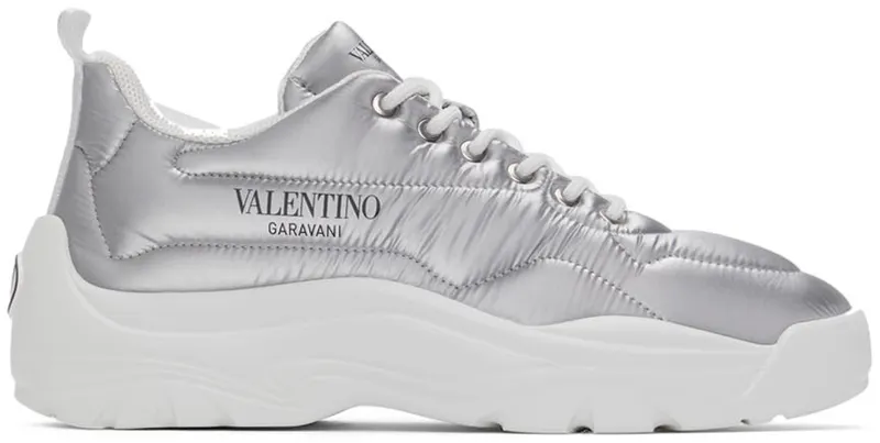 Valentino Garavani Silver Padded Nylon Gumboy Sneakers (XY2S0B17LMN)
