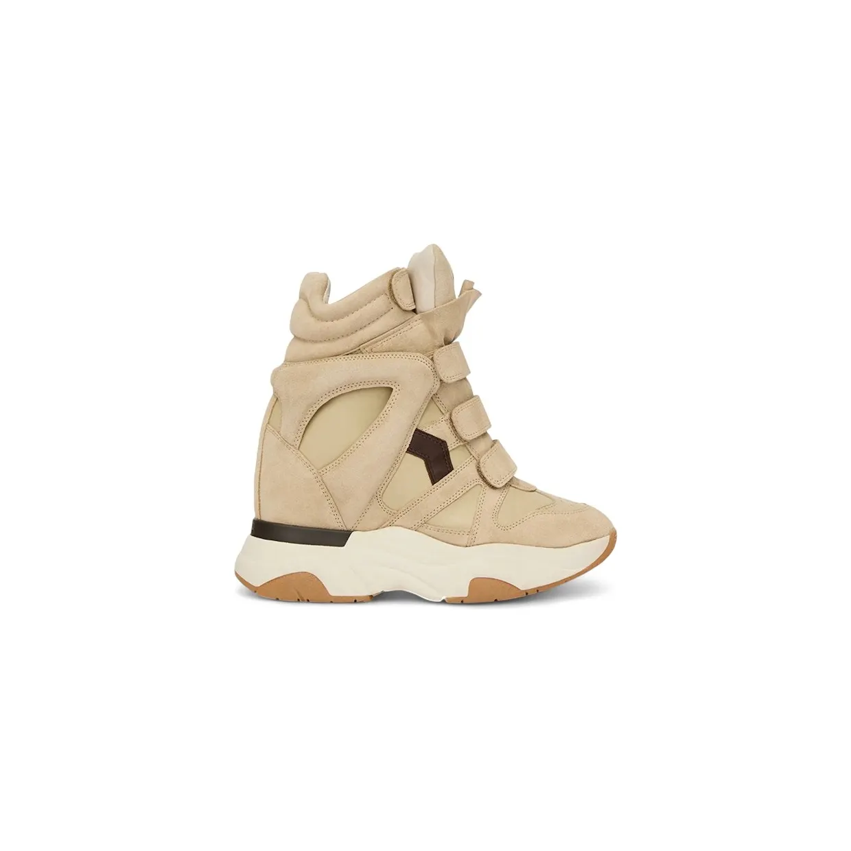 Isabel Marant Balskee High-Top Wedge Sneakers Ecru Chocolate Suede Leather (BK0009FA-A3E46S-ECCL)