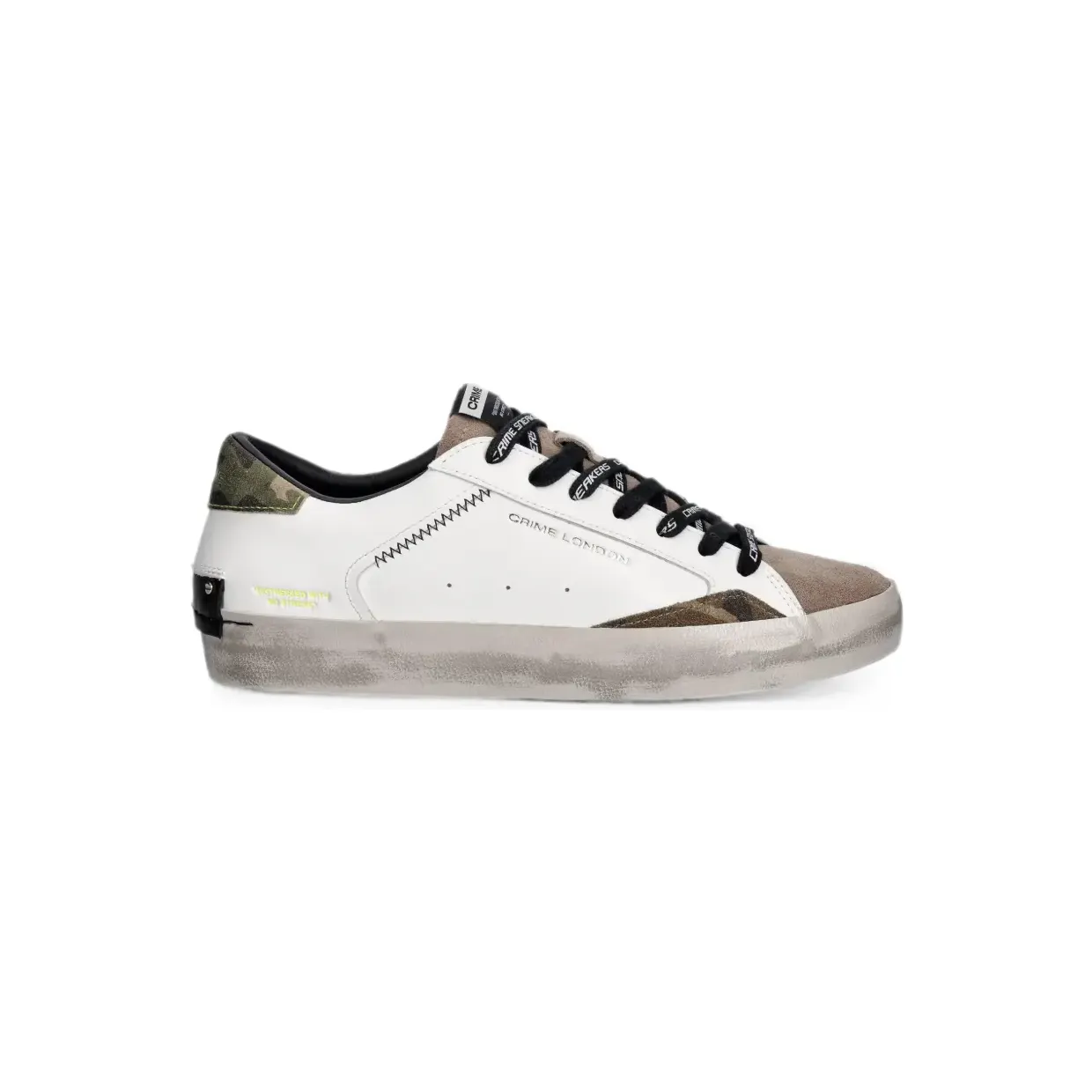 Crime London Sk8 Deluxe gerafelde met camouflageprint “White” (10002AA910)