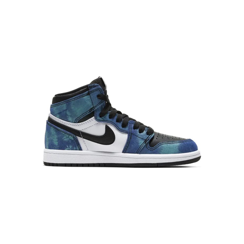 Jordan 1 Retro High Tie Dye (PS) White/Black-Aurora Green (CU0449-100)