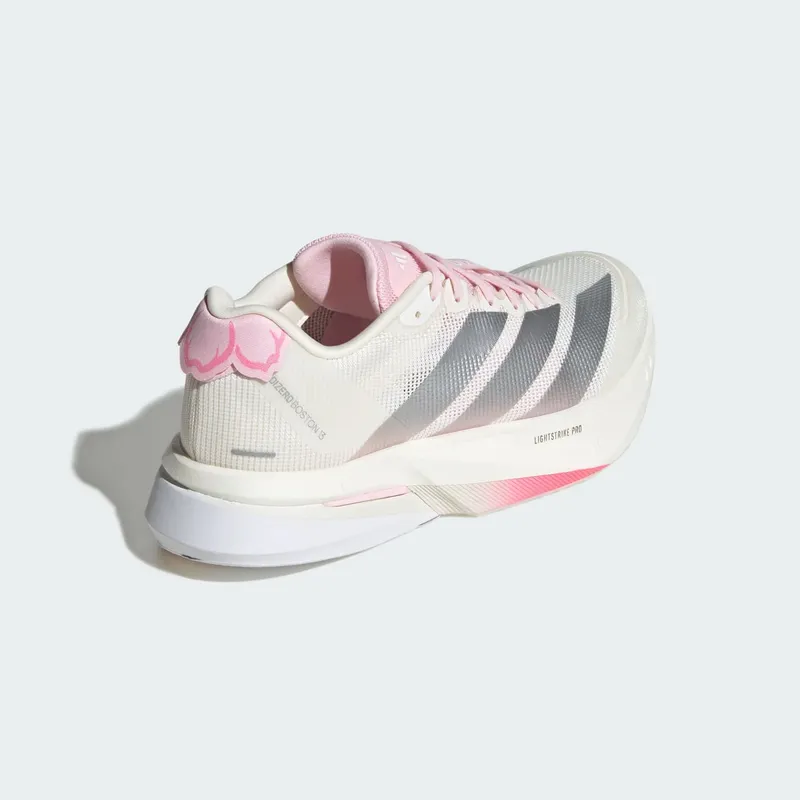 Adidas Adizero Boston 13 Core White / Silver Metallic / Clear Pink (JQ9667)