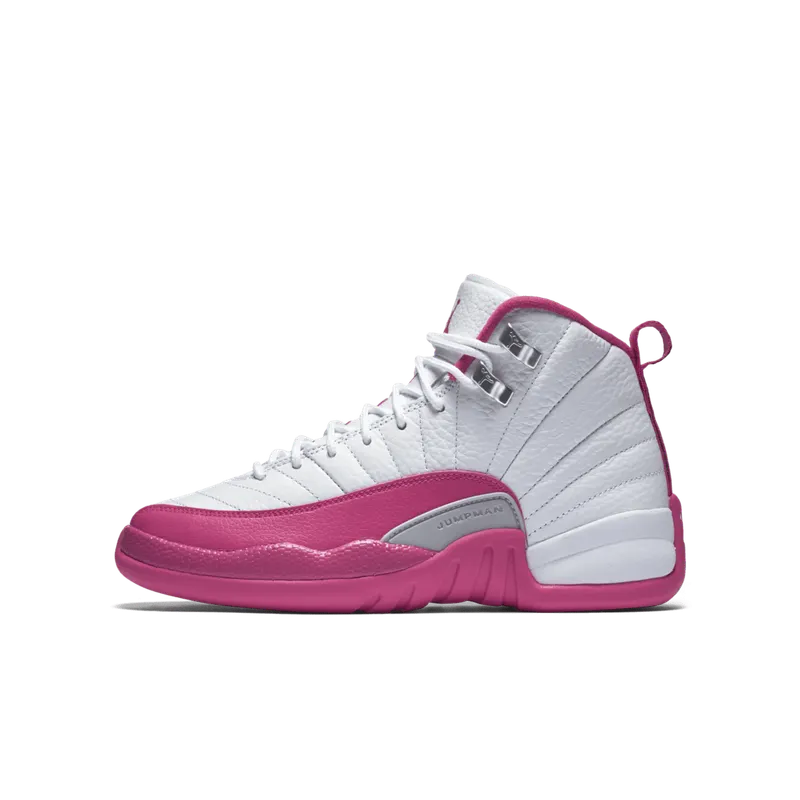 Jordan 12 Retro Dynamic Pink (GS) White/Vivid Pink-Metallic Silver (510815-109)