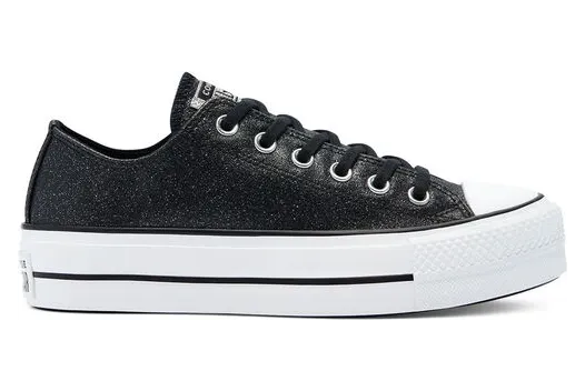 Converse Glitter Shine Platform Chuck Taylor All Star Low Top für Damen Black Black (569377C)