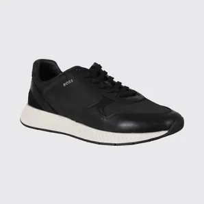 Boss Titanium Trainers in Leather and Mesh with Printed Logo Black (50568757001)