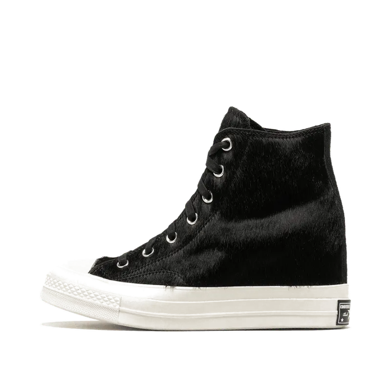 Converse Chuck 70 Wedge Platform Luxe Pony Hair Black/Black/Egret (A12561C)