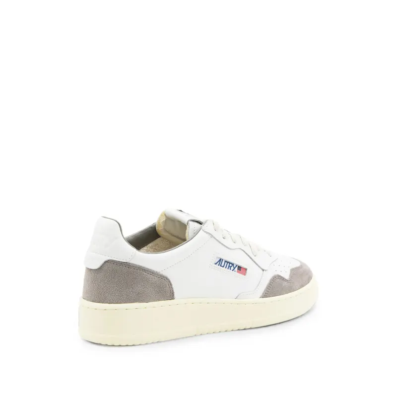 Autry Medalist Suede-panelled Perforated “White/Grey” (AULM FT15)
