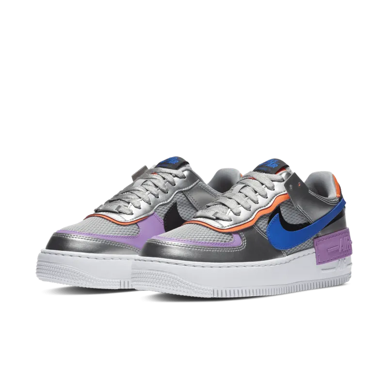 Nike Air Force 1 Shadow Metallic Silver (W) Metallic Silver/Fuchsia Glow-Hyper Crimson-Racer Blue (CW6030-001)
