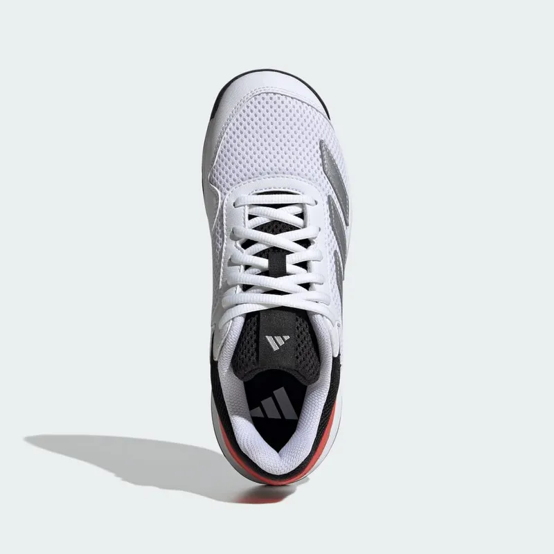 Adidas Courtflash Tennis Kids Cloud White / Silver Metallic / Bright Red (JI2447)