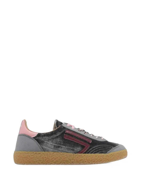 Puraai velvet-effect panelled sneakers – Grey (PU601X060ASH)