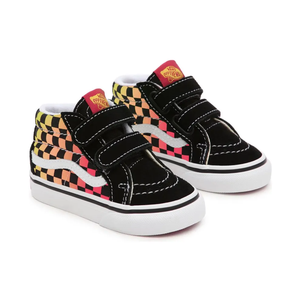 VANS Flame Logo Repeat Sk8-mid Reissue Velcro Toddler Shoes Black (VN0A5DXDABX)
