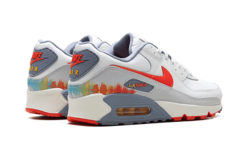 Nike Air Max 90 Premium “Summit White Ashen Slate Pure Platinum Bright Crimson” (HJ9147-121)