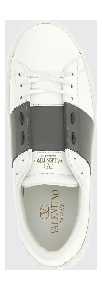 Valentino garavani Open Calf Leather Sneakers with Contrasting Band White 2 (S0830BLU3DR) (3)