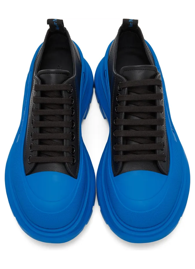 Alexander McQueen Black & White Leather Tread Slick Sneakers (627225WHZ62) (5)