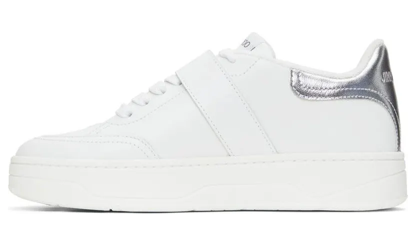 Jimmy Choo White Leather Osaka Lace Up Sneakers (OSAKA LACE UP XYT) (3)