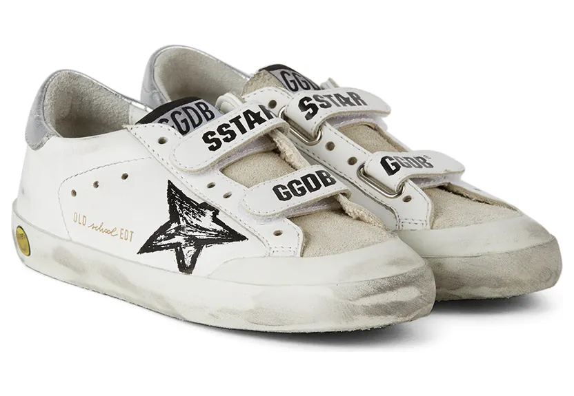 Golden Goose Kids White & Silver Old School Penstar Velcro Sneakers (GYF00224-F001979-10602) (4)