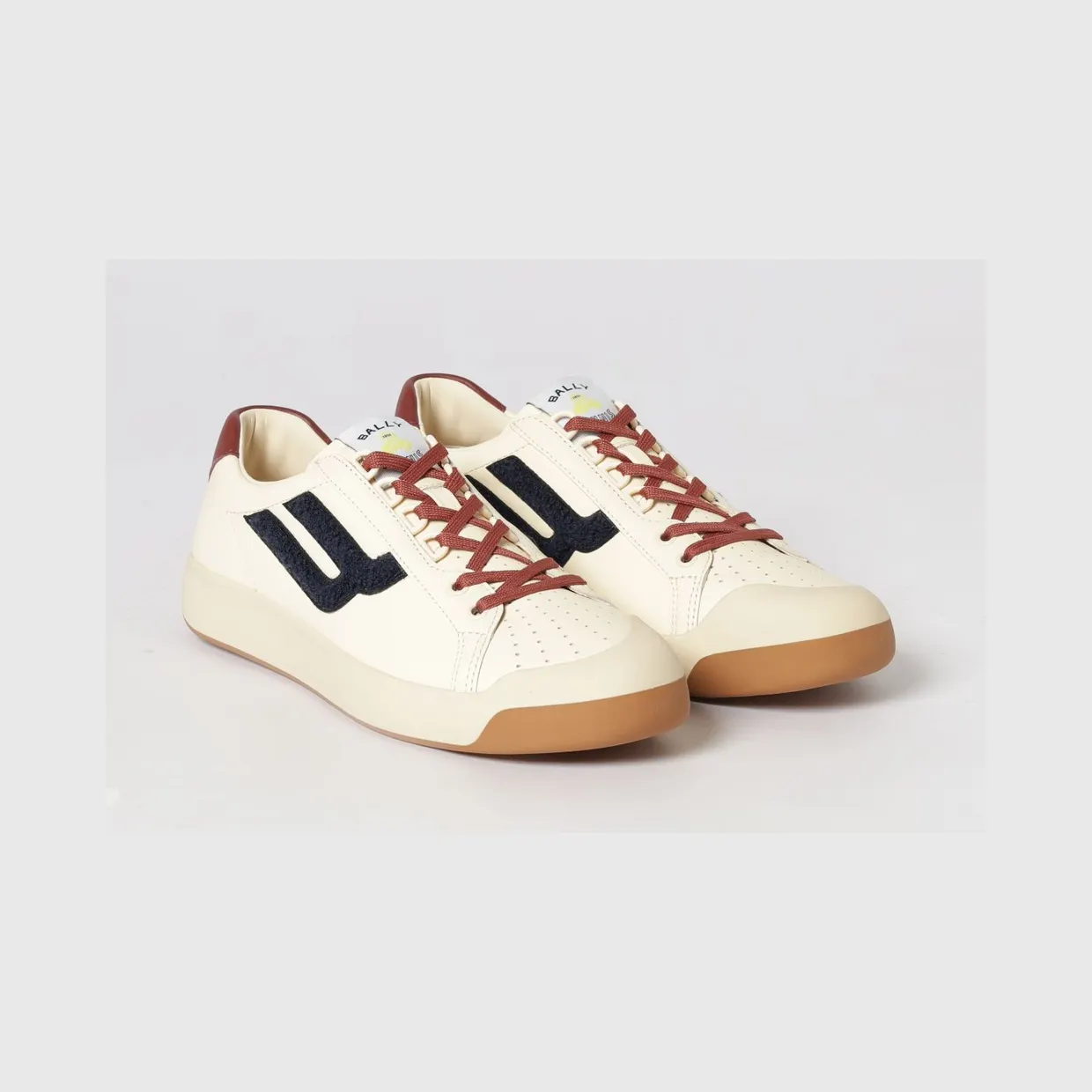 Bally Competition Bicolor Leather Low-Top Sneakers with Shell Toe Natural (MSK0GBVT012I1X3)