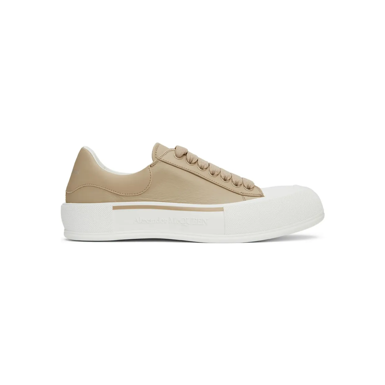 Alexander McQueen Beige Leather Colored Stripe Sneakers (667817WIB63)