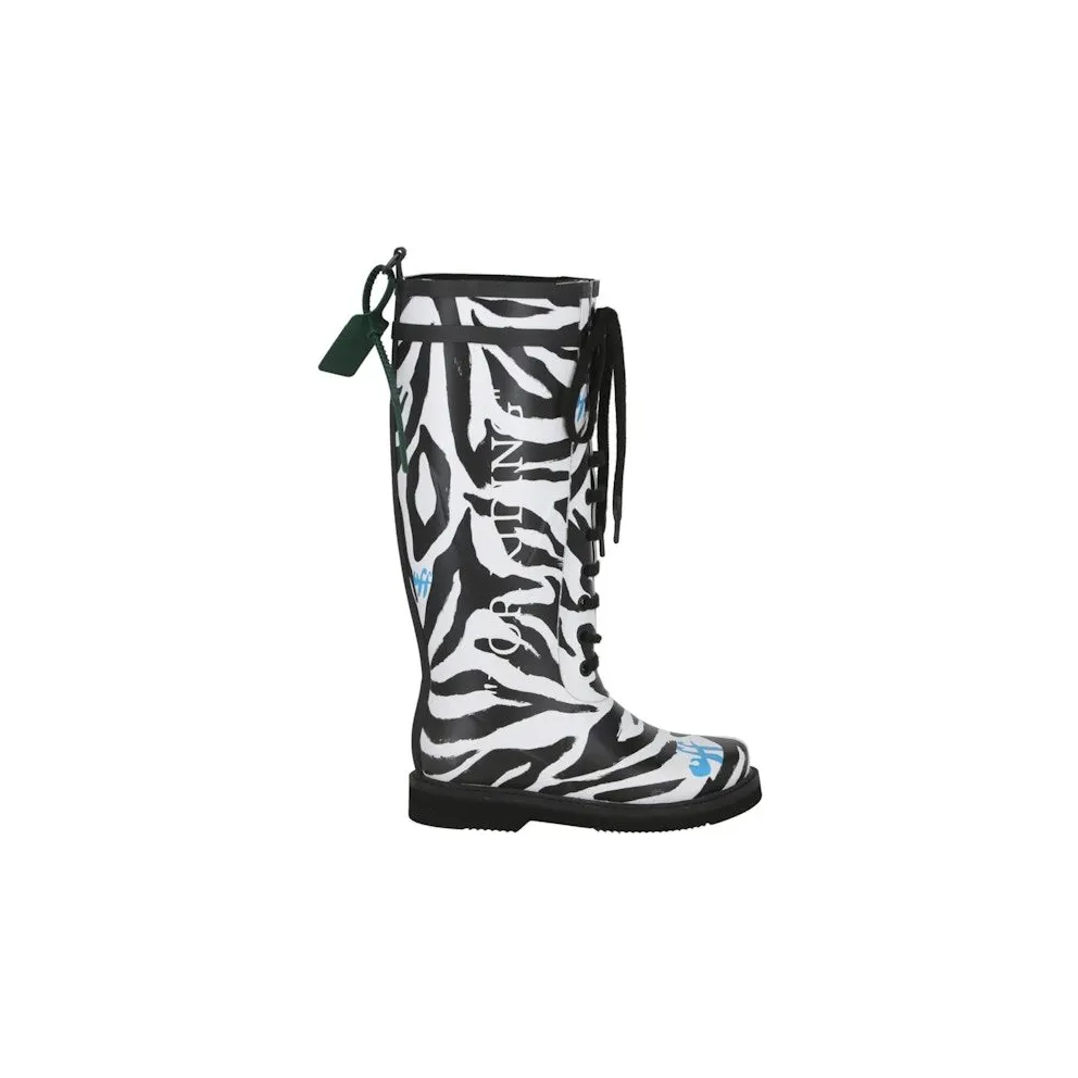OFF-WHITE Zebra Print Rain Boot White Black (IE017S22 MAT00 10110)