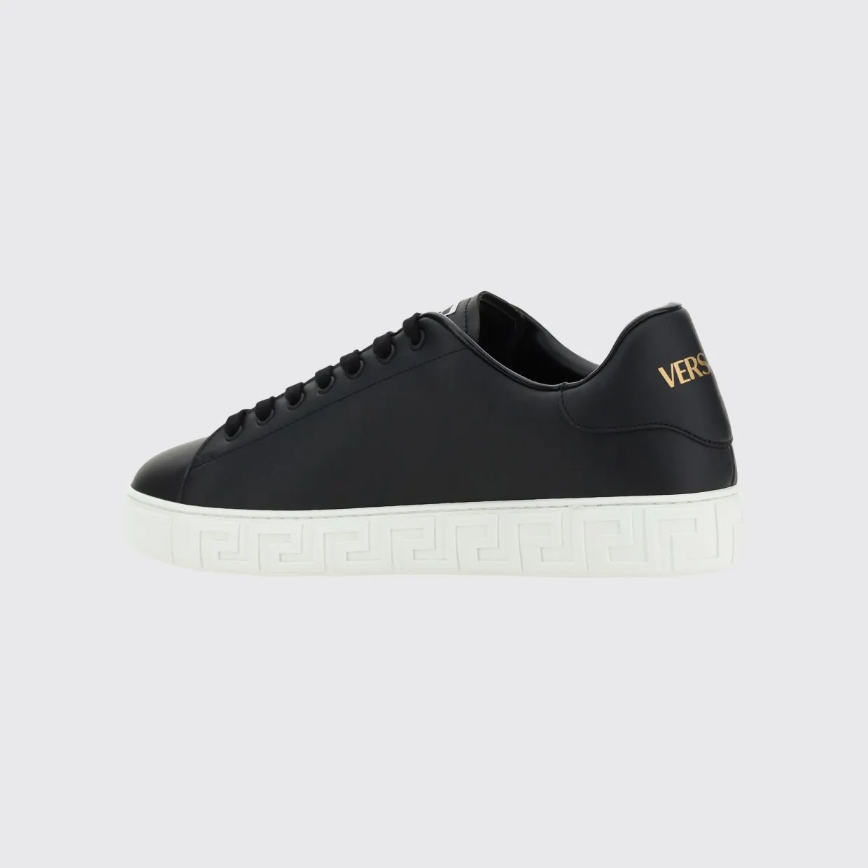 Versace Greca Smooth Calfskin Sneakers by with Lettering Logo Black (10144601A096081B000) (2)