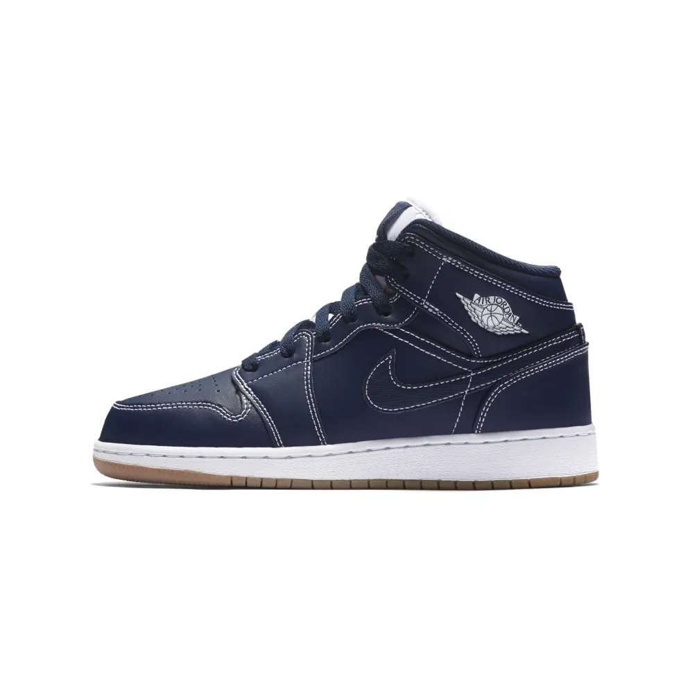 Jordan 1 Retro Mid Derek Jeter RE2PECT (GS) Obsidian/White-Gum Light Brown (554725-402)
