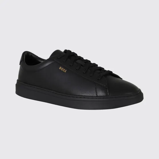 Boss Kieran Low-Top Trainers in Smooth Leather with Printed Logo Black (50552853007)