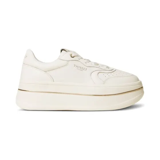 Twin Set Twinset Leren met plateauzool “White” (261TCP01G)