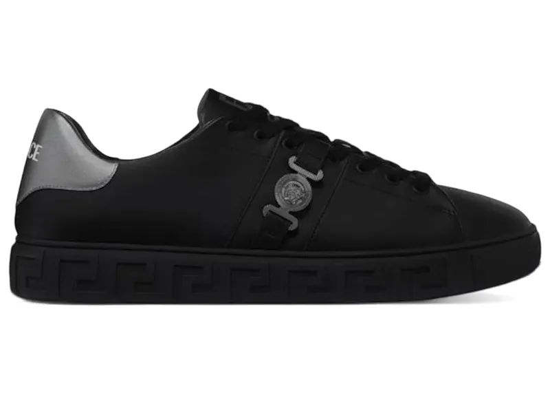 Versace Greca Black Silver La Medusa Embellished (1014460 1A15773 2B58B)