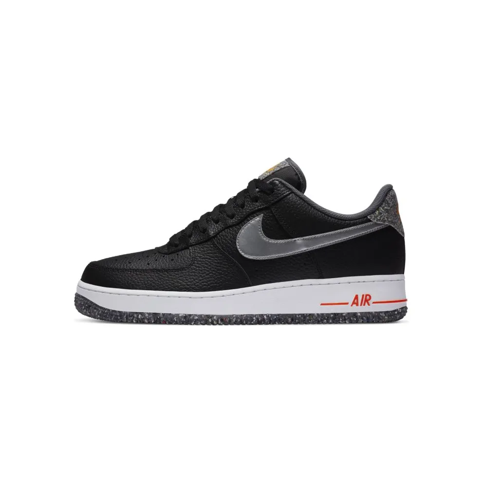 Nike Air Force 1 Crater Grind Black Black/Metallic Silver-Light Smoke Grey-Laser Orange (DA4676-001)