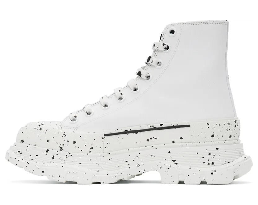 Alexander McQueen White Paint Tread Slick High Sneakers (682413W4MVI) (3)