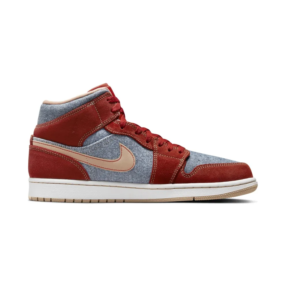 Jordan 1 Mid Denim – “Cinnabar / Hemp / White” (DM4352-600)
