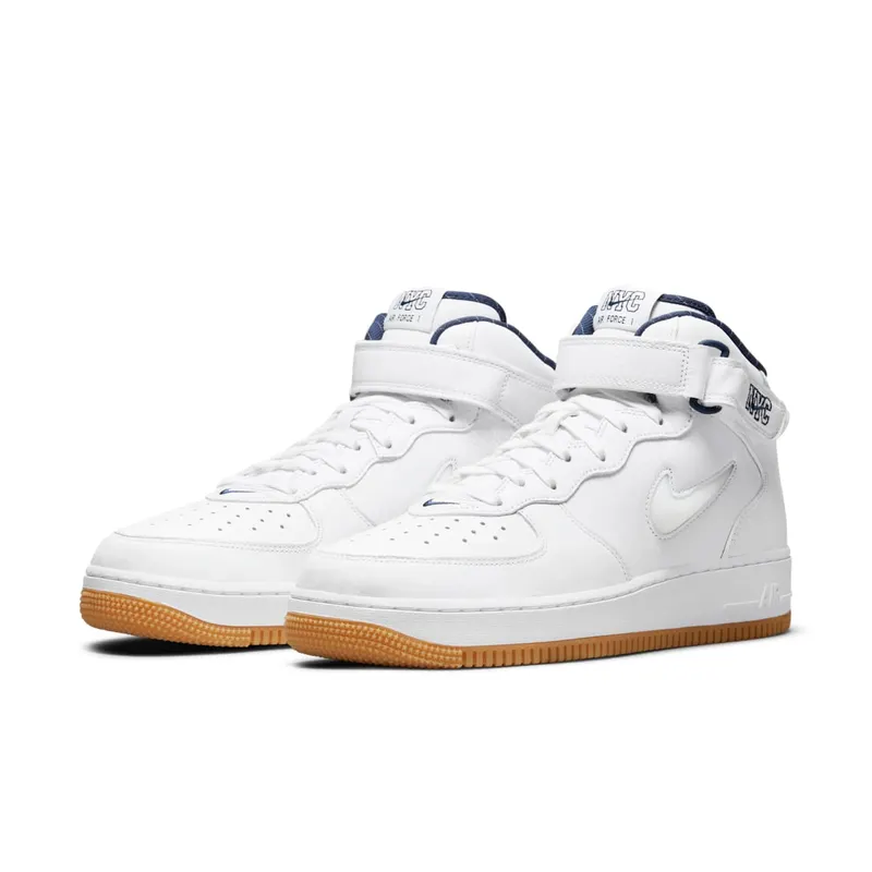 Nike Air Force 1 Mid NYC White – “White / Midnight Navy / Gum Yellow” (DH5622-100)