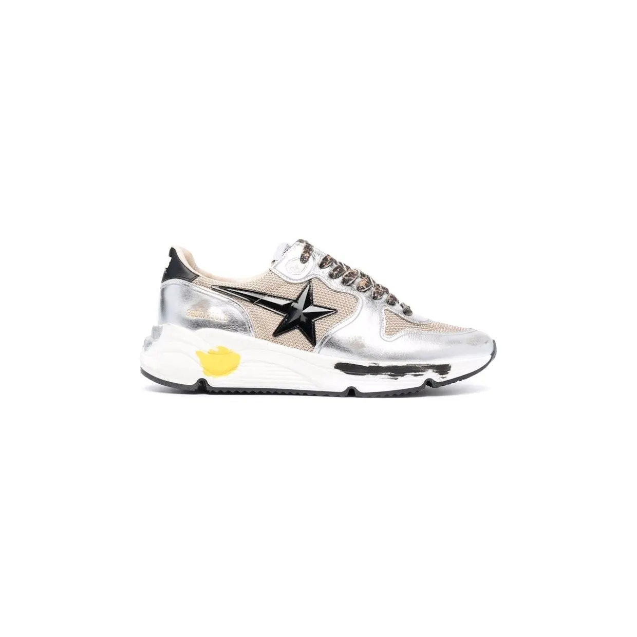 Golden Goose Running Sole Silver Beige Black White