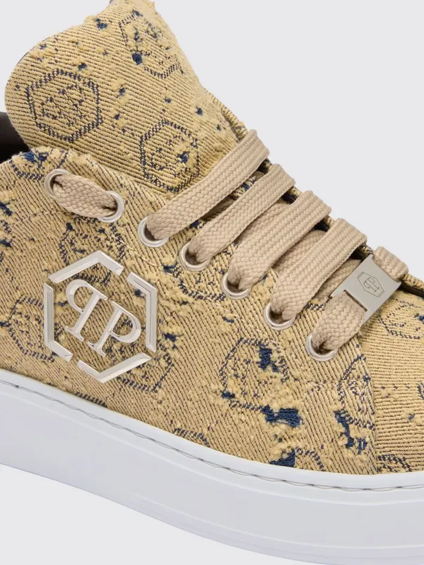 Philipp plein Bleached Denim Sneakers with Hexagon Jacquard Brown (SAFSUSC0917PTE021N04) (3)