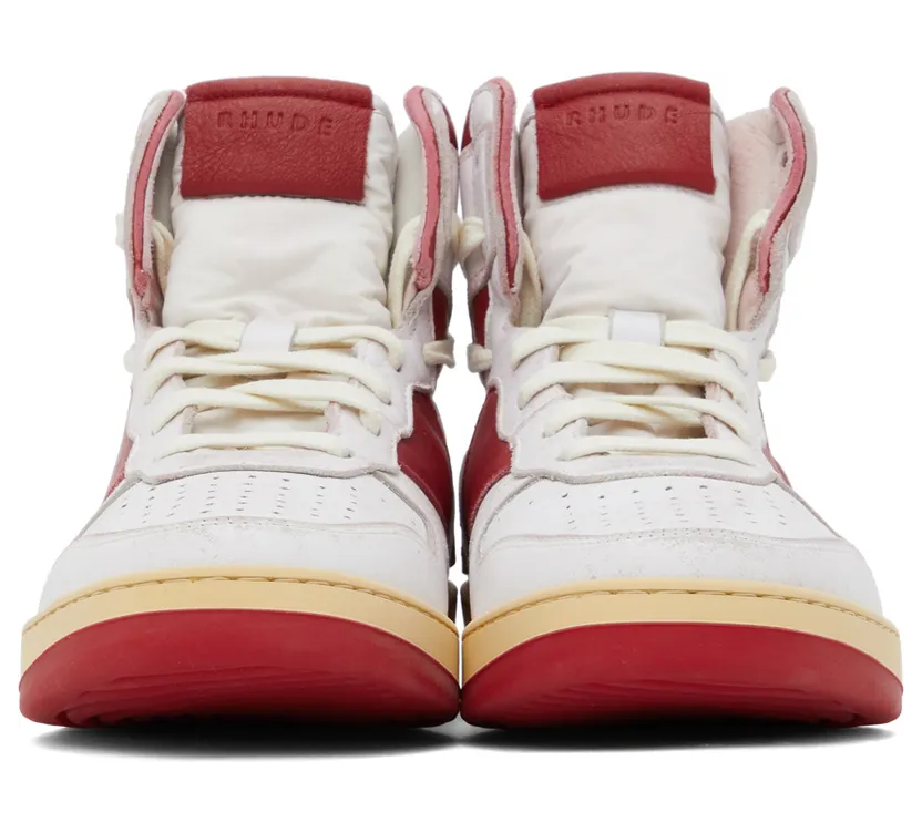 Rhude White & Red Rhecess Hi Sneakers (RHFW21FO24039371) (2)
