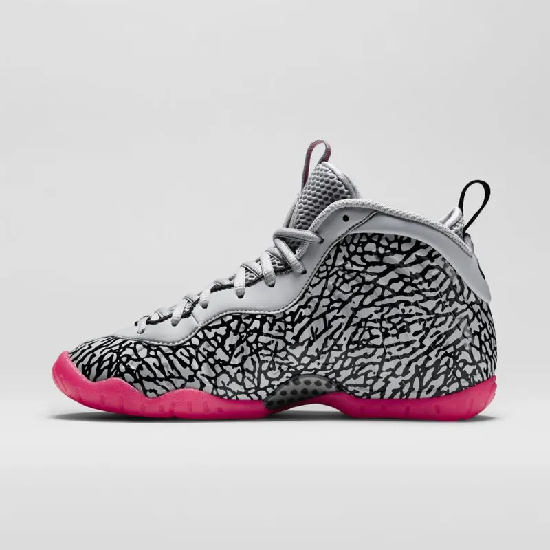 Nike Air Foamposite Pro Elephant Print (GS) Wolf Grey/Black-Hyper Pink (644792-002)