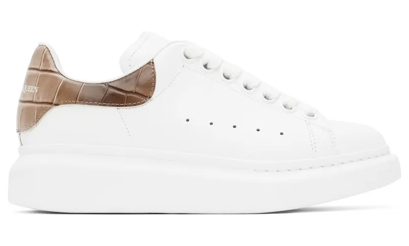 Alexander McQueen White & Brown Oversized Low-Top Sneakers (553770WICG6)