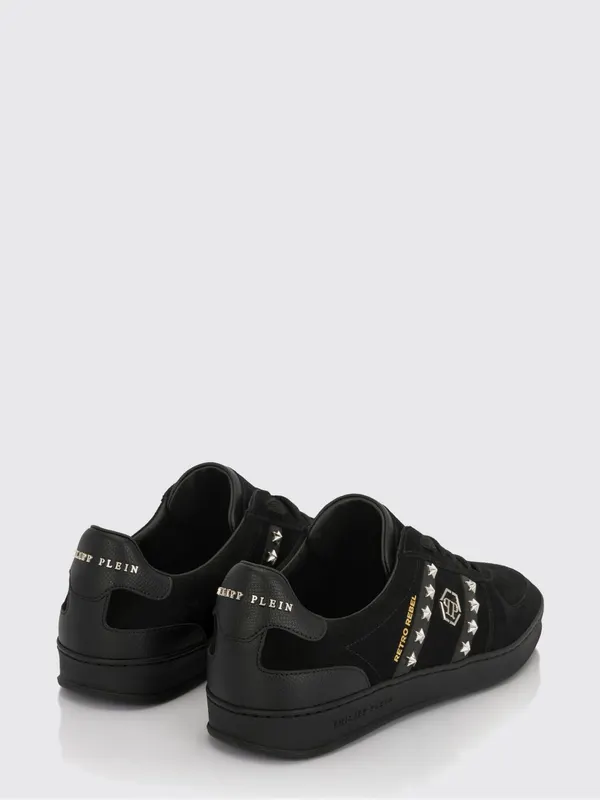 Philipp plein Retro Rebel Suede Sneakers with Applied Stars Black (SAFSUSC0911PLE009N0202) (2)