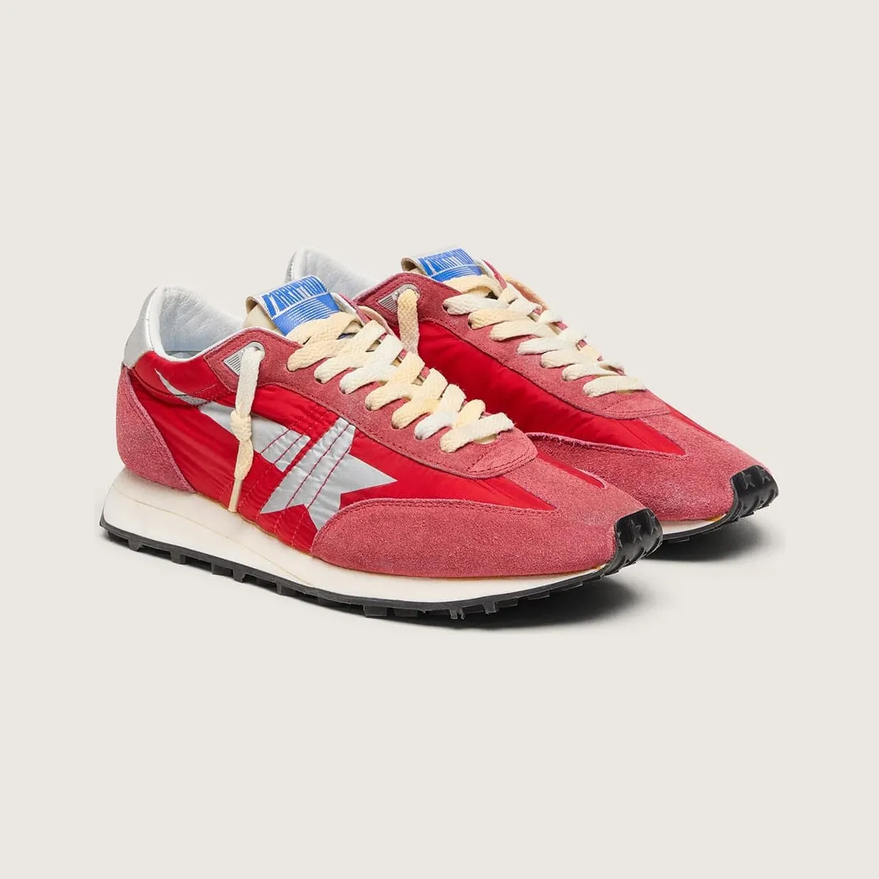 Golden Goose Men’S Marathon With Red Nylon Upper And Silver Star (GMF00683.F005492.40399) (2)