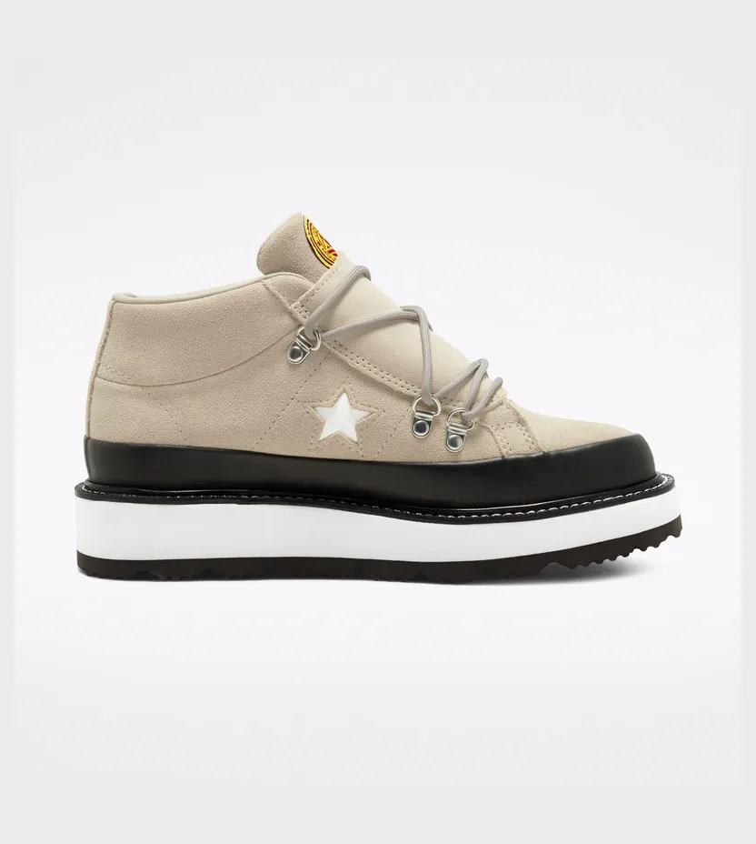 Converse Fleece Lined Boot One Star Mid voor dames Papyrus/black/white (566164C)