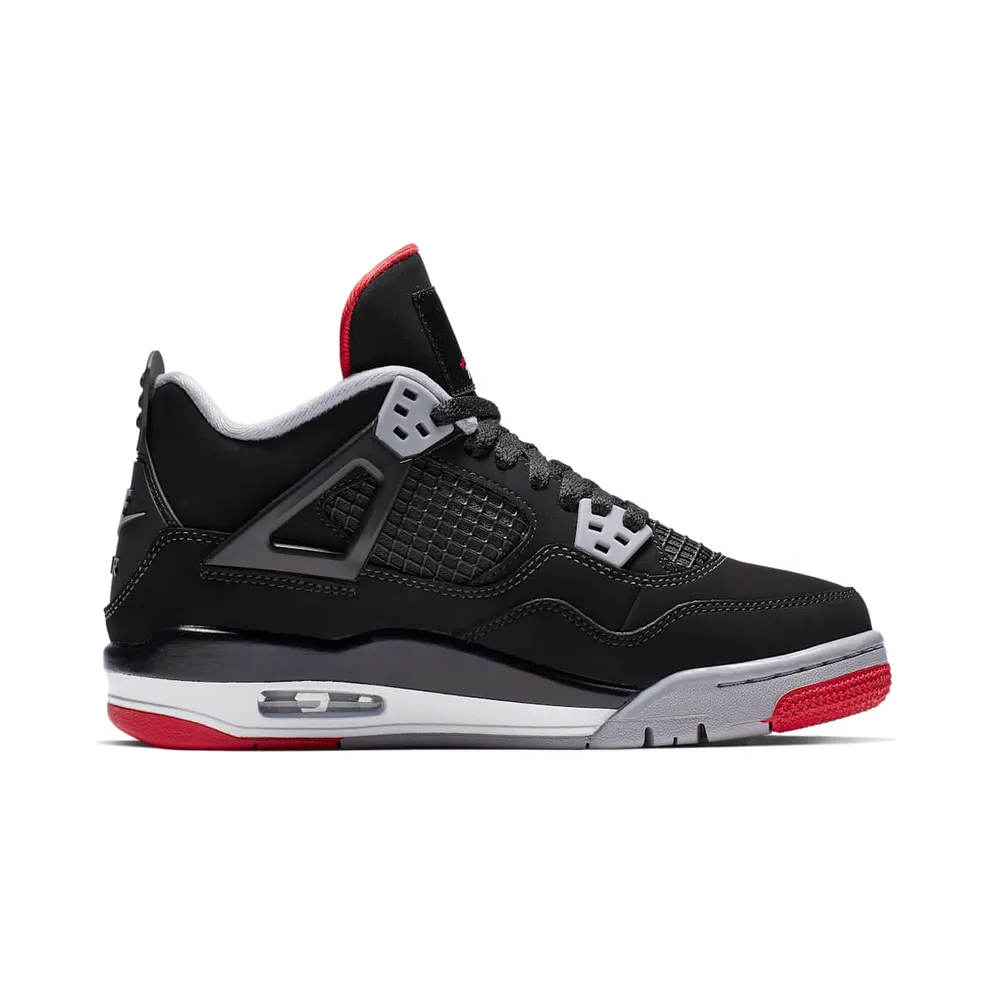 Jordan 4 Retro Bred 2019 (GS) Black/Fire Red-Cement Grey-Summit White (408452-060)