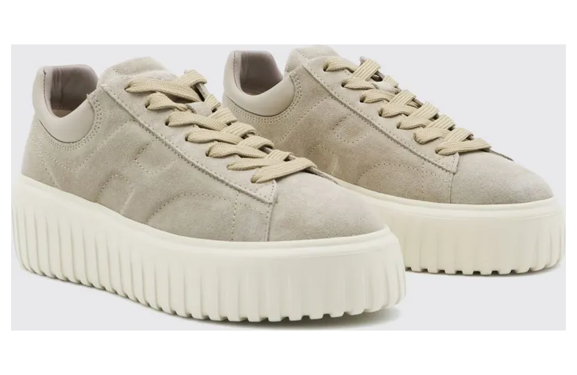 Hogan H-Stripes Suede Platform Sneakers Beige (HXW6450FC6TPJQC803)