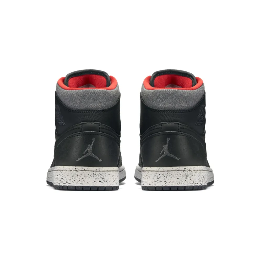 Jordan 1 Mid Holiday (2015) Black/Dark Grey-Light Bone-Infrared 23 (811124-035)
