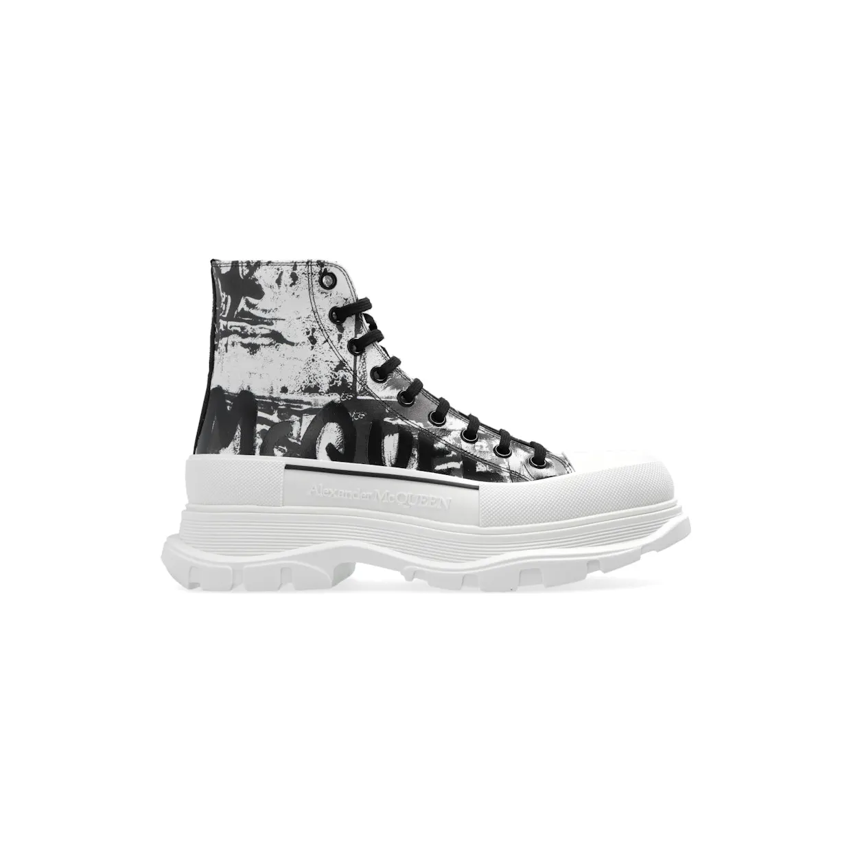 Alexander McQueen Tread Slick Boot Graffiti Black White (782457 WIATT 9061)